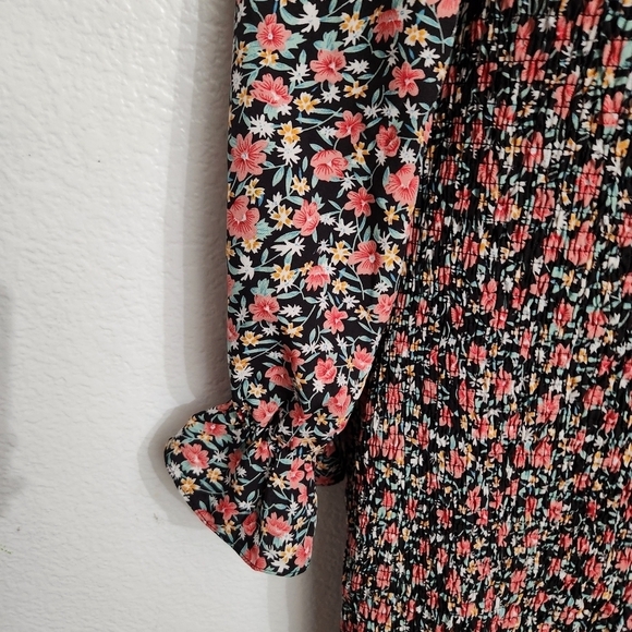 PRETTYGARDEN Long Puff Sleeve Floral Midi Bodycon Dress Size Large - Picture 5 of 11